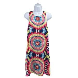 Annie Griffin Women's Mandala Print Racerback Cutout Shift Dress Multi Color L